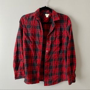 J. Crew Red Plaid Long Sleeve Button Down XS